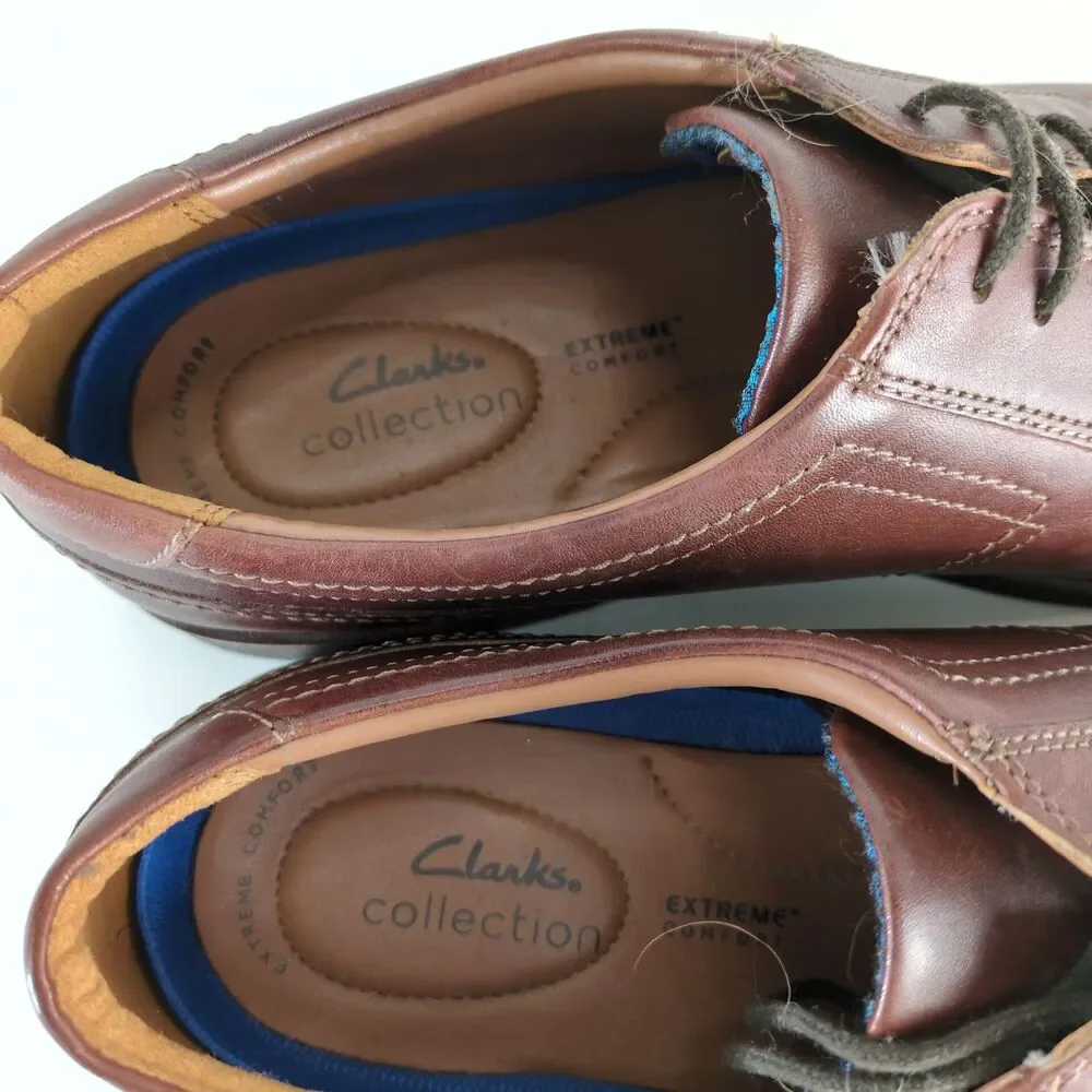 Clarks Collection Malwood Low Oxford Men's‎ 13M Brown Leather Extreme Comfort